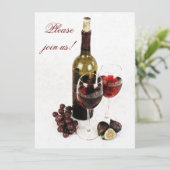 ワインとチーズのディナーのお祝いの招待 招待状 (スタンド正面)