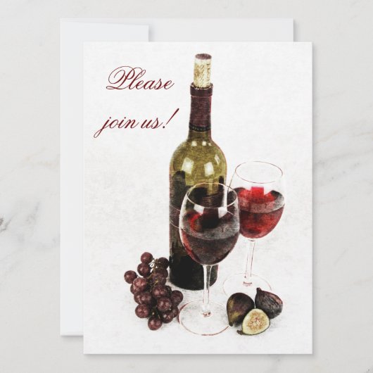 ワインとチーズのディナーのお祝いの招待 招待状 (正面)