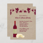 ワインとチーズのパーティの招待状 招待状 (正面/裏面)