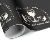 ワインとチーズのパーティーの夜おもしろい黒 ラッピングペーパー (ロールコーナー)