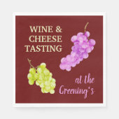 ワインとチーズのパーティードリンク紙ナプキン スタンダードランチョンナプキン (正面)