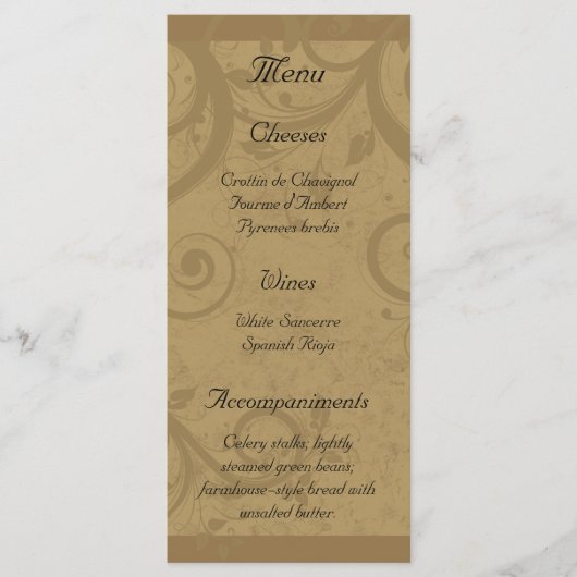 ワインとチーズのパーティーメニューラックカード メニュー (正面)