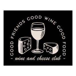 ワインとチーズのパーティー夜 ポスター