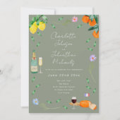 ワインとチーズのボーホー フレンチエンゲージパーティー 招待状 (正面)