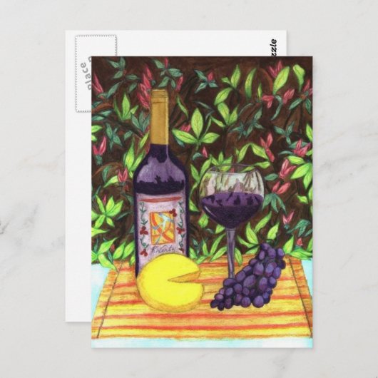 ワインとチーズのポストカード ポストカード (正面/裏面)