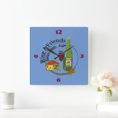 ワインとチーズの友だち時計 スクエア壁時計 (ホーム)