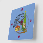 ワインとチーズの友だち時計 スクエア壁時計 (傾斜)