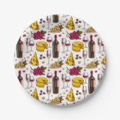 ワインとチーズの試食パーティー、ワインボトル ペーパープレート (正面)