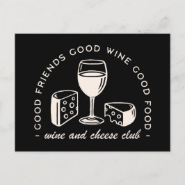 ワインとチーズの試飲パーティー夜 ポストカード