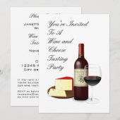 ワインとチーズの試飲パーティー カスタム 招待状 (正面/裏面)