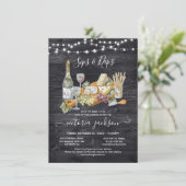 ワインとチーズシャルキュテリーボードブライダルシャワーイン 招待状 (スタンド正面)