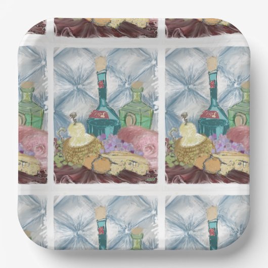 ワインとチーズシャルキュテリー ペーパープレート (正面)