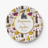 ワインとチーズテイスティングパーティー、カスタム文字写真 ペーパープレート (正面)