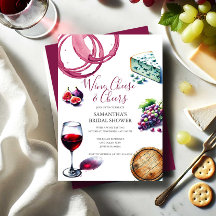ワインとチーズブライダルシャワー招待状