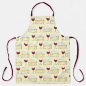 ワインとチーズ赤ワイングラスのブリーチーズウェッジ エプロン (正面)