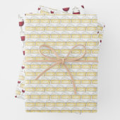 ワインとチーズ赤ワイングラスのブリーチーズウェッジ ラッピングペーパーシート (インサイチュ)