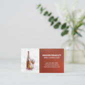 ワインとチーズ | 大理石（ステッチ済みレザー） 名刺 (スタンド正面)