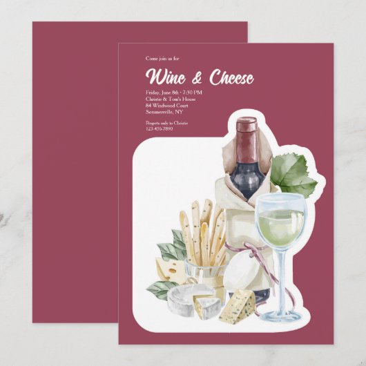 ワインとチーズ 招待状 (正面/裏面)