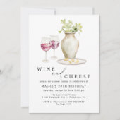 ワインとチーズ |赤ワイン試飲アダルト誕生日 招待状 (正面)