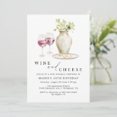 ワインとチーズ |赤ワイン試飲アダルト誕生日 招待状 (スタンド正面)