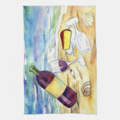 ワインとチーズat theビーチアートキッチンタオル キッチンタオル (縦)