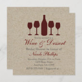 ワインとデザー素朴ト任意のイベント招待状 招待状 (正面/裏面)