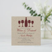 ワインとデザー素朴ト任意のイベント招待状 招待状 (スタンド正面)