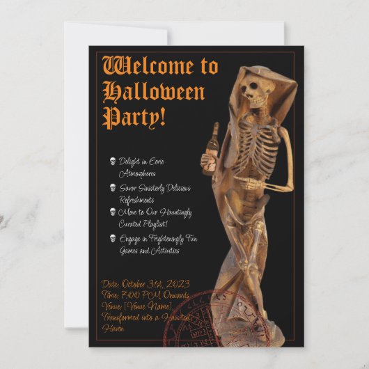 ワインとデスのハロウィーンの内省 招待状 (正面)