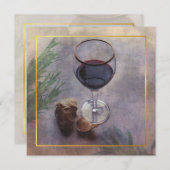 ワインとニンニクのディナー招待状 招待状 (正面/裏面)