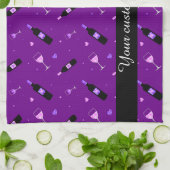 ワインとハートのパーティーシームレスなパターン キッチンタオル (折り畳み)