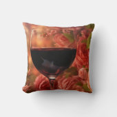 ワインとバラが美しい クッション (正面)