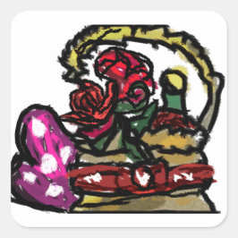 ワインとバラバレンタイン スクエアシール