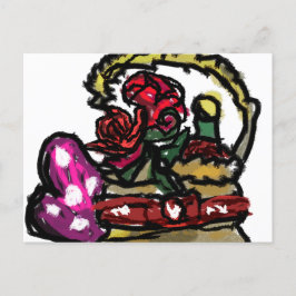 ワインとバラバレンタイン ポストカード