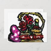 ワインとバラバレンタイン ポストカード (正面/裏面)