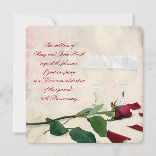 ワインとバラパーティー記念日 招待状 (正面)