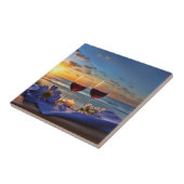 ワインとビーチビューティフルアート タイル (側面)