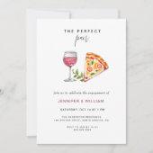 ワインとピザの究極の組み合わせ　エンゲージメントパーティー 招待状 (正面)