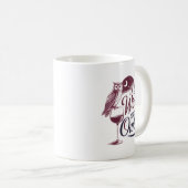 「ワインとフクロウが好き」ヴィンテージデザイン コーヒーマグカップ (正面右)