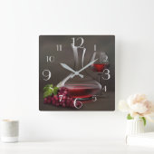 ワインとブドウはまだライフスクエアウォールクロック スクエア壁時計 (ホーム)