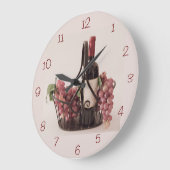 ワインとブドウを選ぶ壁時計バスケット。2 ラージ壁時計 (傾斜)