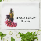 ワインとブドウ キッチンタオル (折り畳み)