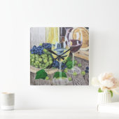 ワインとブドウ スクエア壁時計 (ホーム)