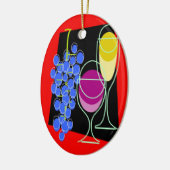 ワインとブドウ セラミックオーナメント (左)