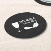 ワインとブドウ、黒板ワインバー/ワイナリー ラウンドペーパーコースター (アングル)