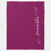 ワインとホワイトのキュートなリボンシグネチャーネーム フリースブランケット (正面)