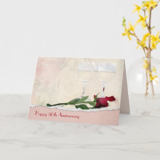 ワインとレッドローズ50周年記念 カード (黄色い花)