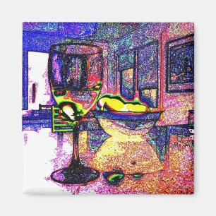 ワインとレモンI – 冷蔵庫マグネット マグネット