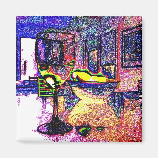 ワインとレモンI – 冷蔵庫マグネット マグネット (正面)