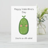 ワインと一緒に楽しむディル-ライトフルなサプライズ！ - 面白いピクルスバレンタインデー カード (スタンド正面)