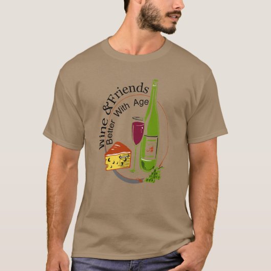 ワインと友だち、Tシャツ Tシャツ (正面)